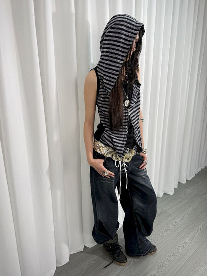 Hooded Zipper Versatile Tank T-shirt【s0000011838】