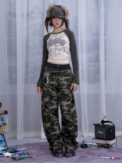 Street cool double waist camo pants【s0000014373】