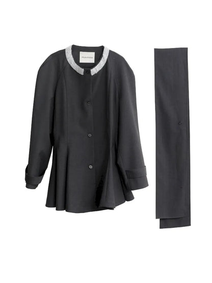 Ruffled Silhouette Gray Blazer Jacket【s0000014038】