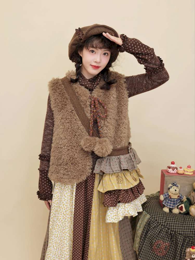 Vintage Girly Color-Blocked Floral Lace Base Layer【s0000014841】