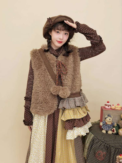 Vintage Girly Color-Blocked Floral Lace Base Layer【s0000014841】