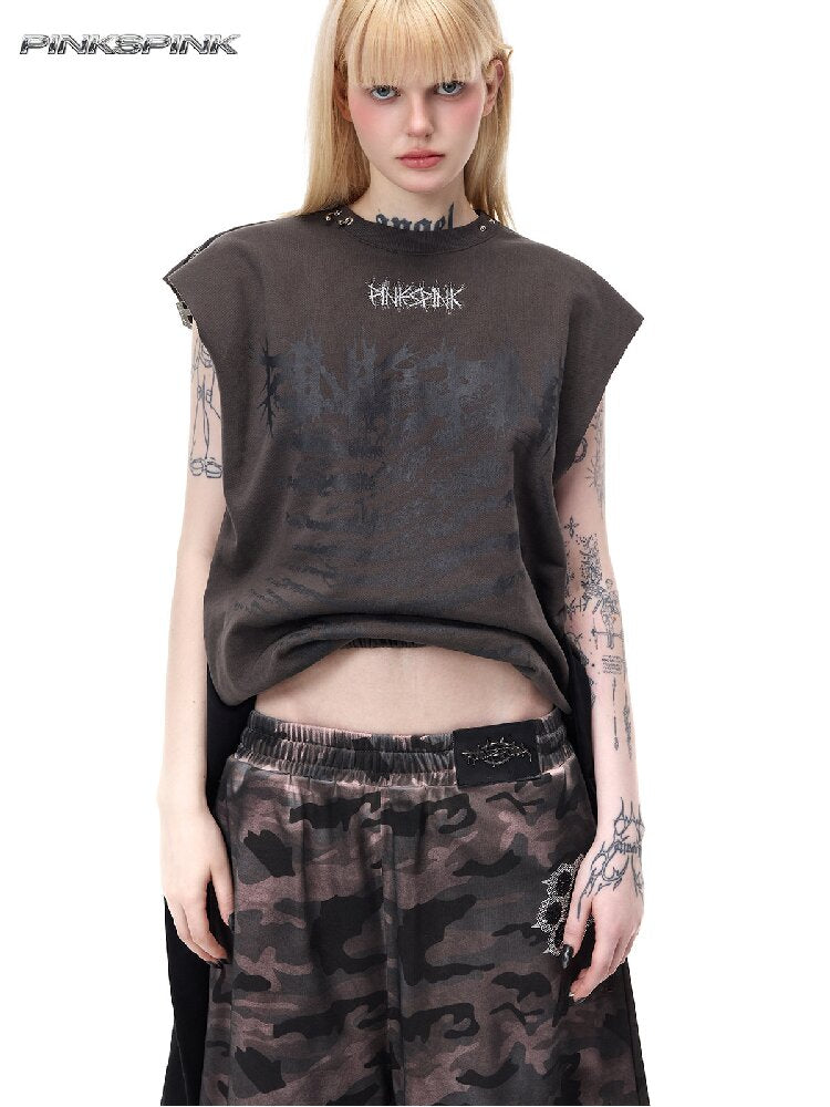 Thorn Print Patchwork Tank Top【s0000017717】