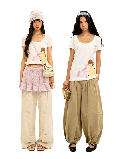 Girls Horse Print Short Sleeve T-shirt【s0000016102】