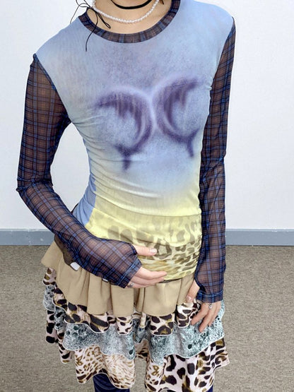 Printed splicing bustier cake skirt【s0000012271】