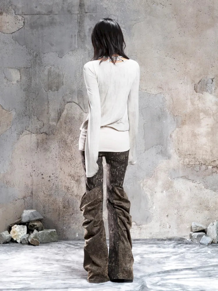 Pleated Accents Stylish Slim-Fit Long Flared Pants【s0000014130】