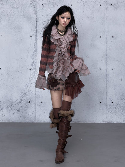 Ruffled Chiffon Flared Cardigan【s0000015548】