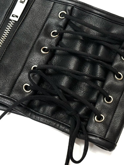 Zip Strap Stretch Leather Bra【s0000019102】