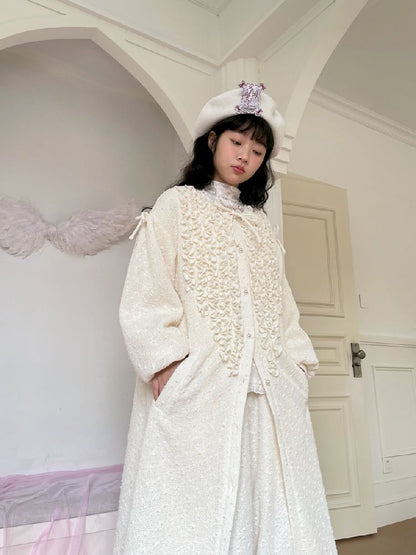 Wood Ear Trim Vintage Long Coat【s0000011337】