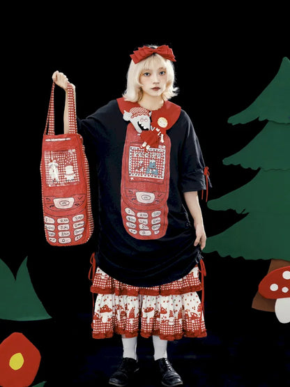 Original Pattern Drawstring Convertible T-Shirt Dress【s0000013932】