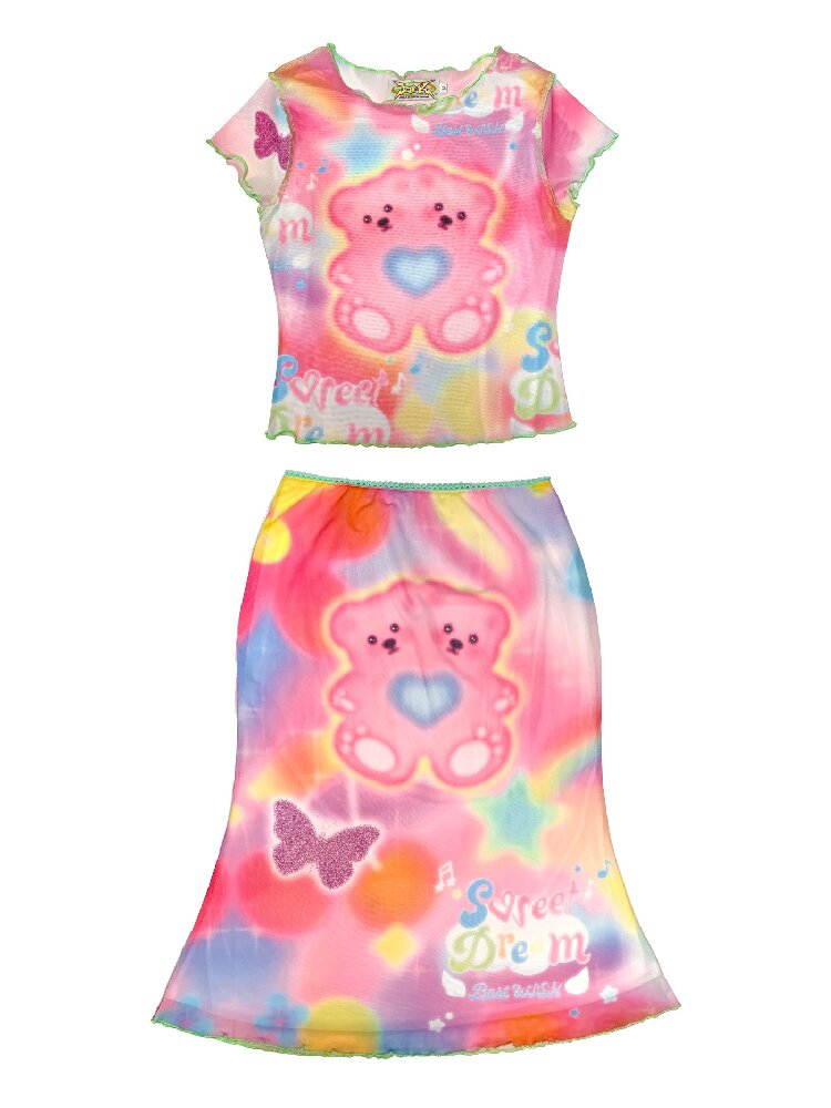 Mesh Short Sleeve Mermaid Dress【s0000017516】