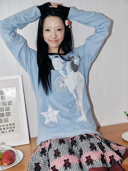 Illustration Fleece Lined Top Cardigan【s0000018706】