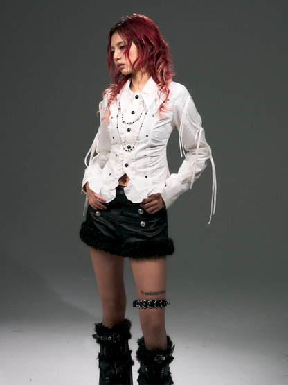 Low Waist Suede Furry Shorts【s0000015017】