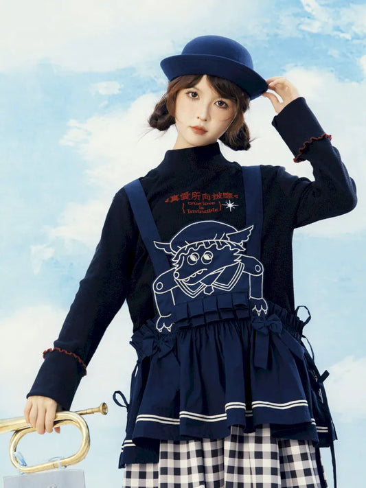 Navy Blue Layered Vest Apron【s0000014156】