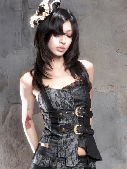 Strappy Asymmetric Cut-Out Fitted Halter Top【s0000014138】