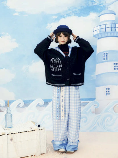 Checkered Wide-Leg Trousers【s0000014158】