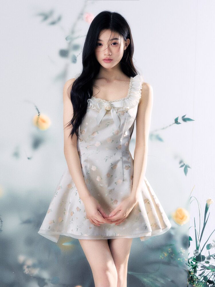 Oil Painting Jacquard Rose Dress【s0000015915】