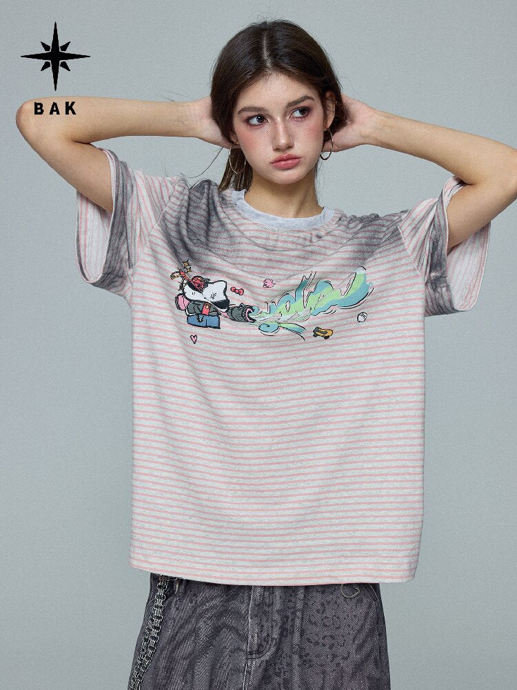 Distressed Graffiti Print T-Shirt【s0000016695】
