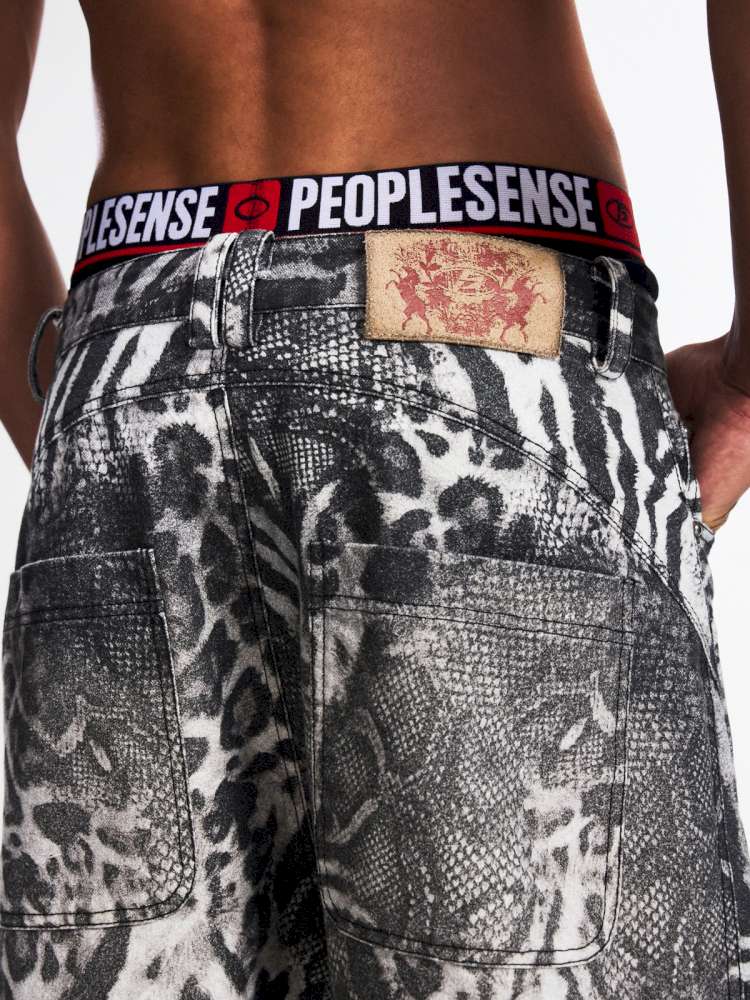 Tiger Print Gradient Wide Jeans【s0000015176】