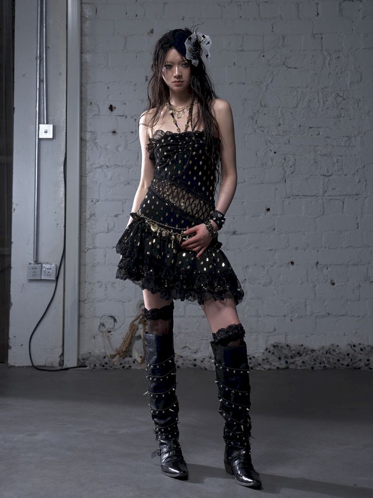 Lace Halter Neck Strapless Dress【s0000012786】