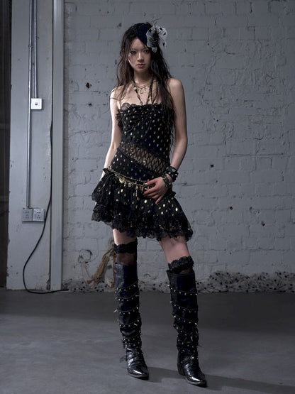 Lace Halter Neck Strapless Dress【s0000012786】