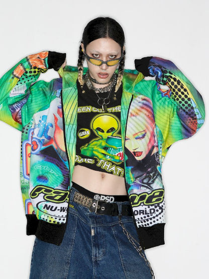 Retro Street Alien Loose Hooded Jacket [S0000010269]