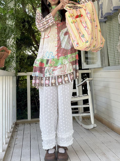 Color block print loose cake skirt【s0000012771】