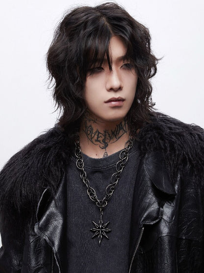 Vintage Heavy Work Cross Ring Necklace【s0000018981】