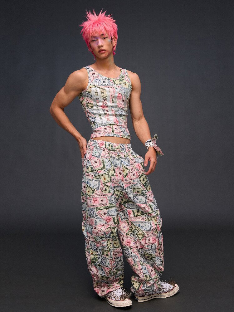 Money Print Multi Pocket Wide Pants【s0000017033】