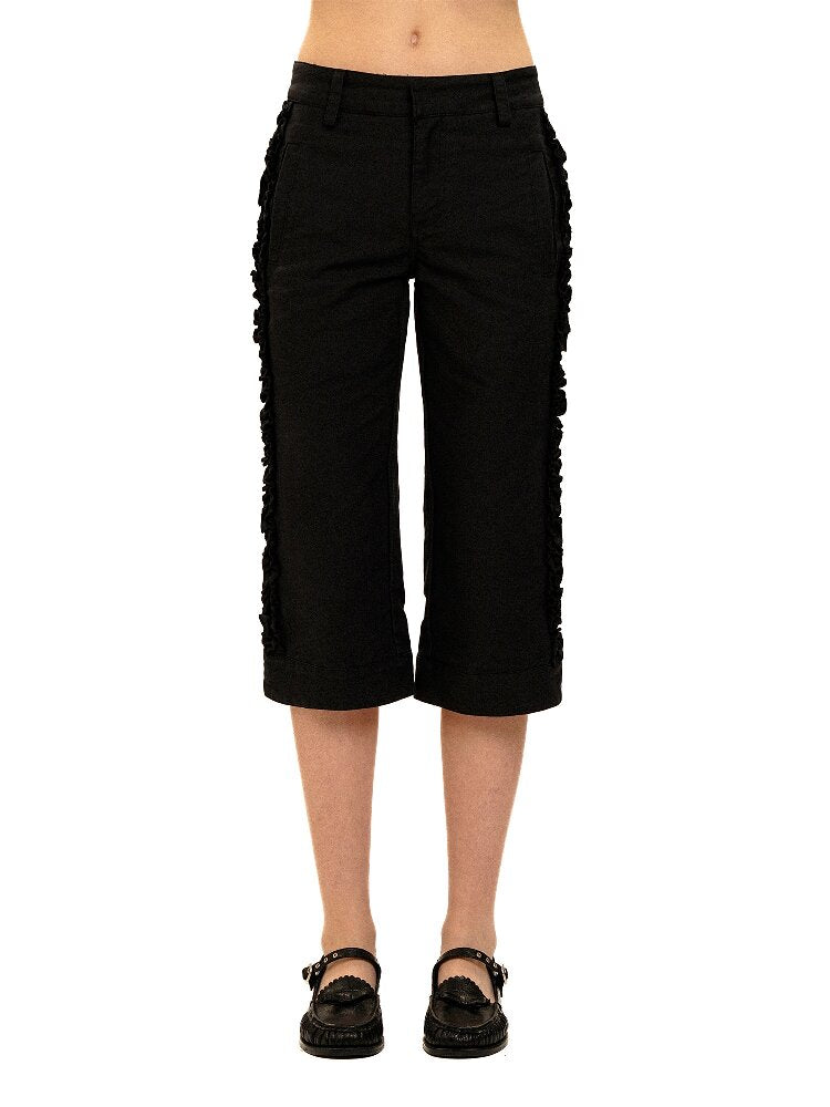 Pleated Lace Cotton Cropped Pants【s0000017926】