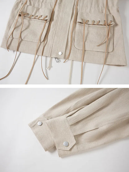 Pocket Drawstring Windbreaker-Style Trench Coat【s0000014060】