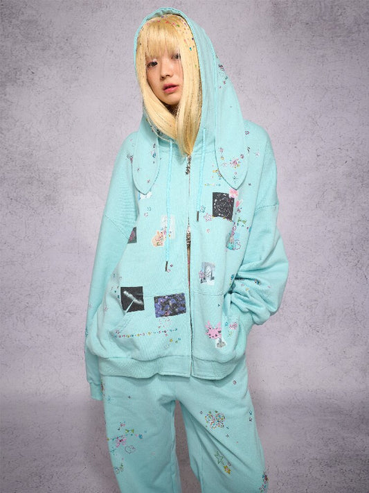 Sticker Rhinestone Rabbit Sweatshirt【s0000018739】