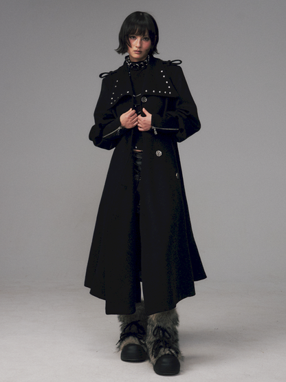 Dark A-Line Temperament Wool Coat【s0000014707】