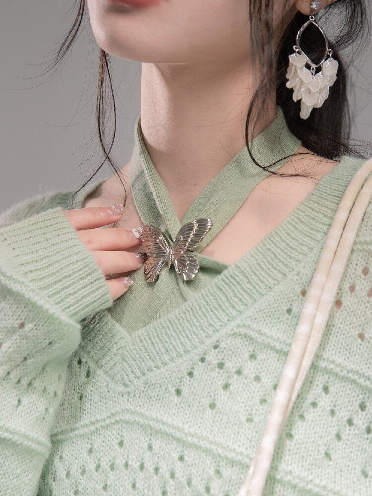 Openwork Woolen Halterneck Set【s0000015746】