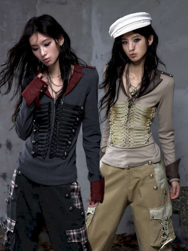 Vintage Punk Knight Slim Fit Shirt【s0000014652】