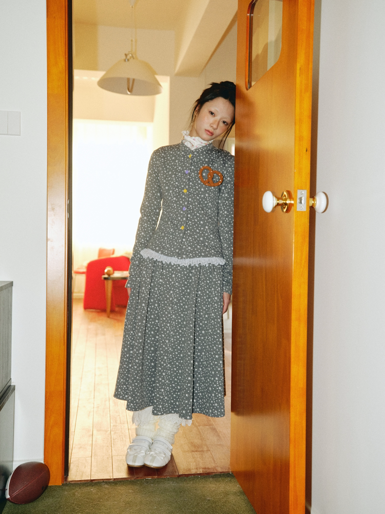 Starry Polka Dot Knit Cardigan Skirt Set【s0000018691】
