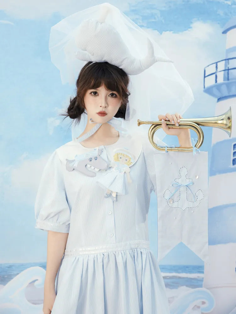 Blue and White Striped Dress【s0000014154】