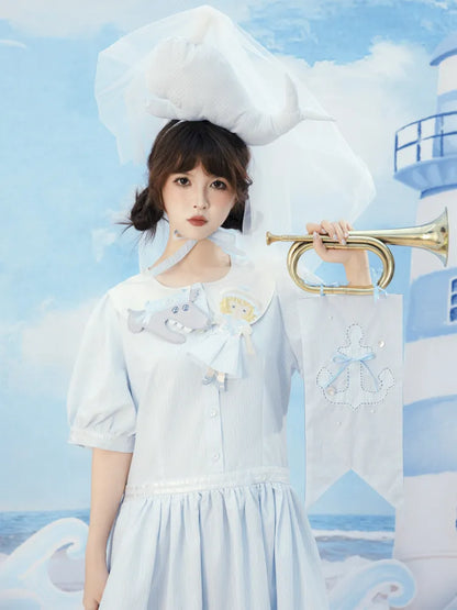 Blue and White Striped Dress【s0000014154】