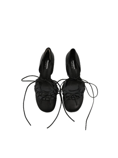 Ruffled Bow Lace Up High Heels【s0000016133】