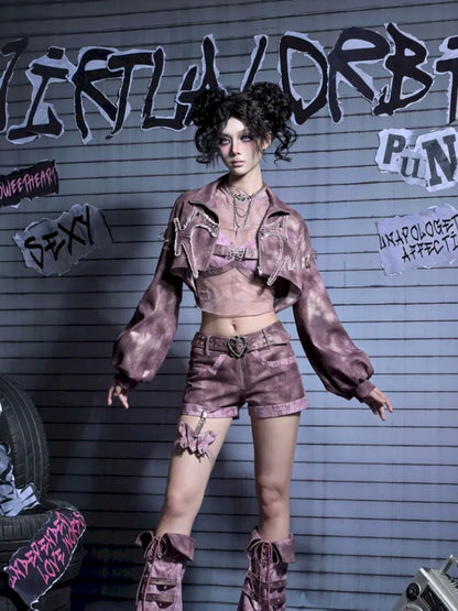 Butterfly Leg Chains Niche Denim Shorts【s0000014024】