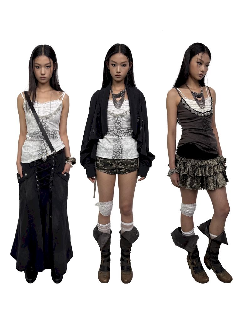 Rhinestone Cross Print Camisole【s0000012205】