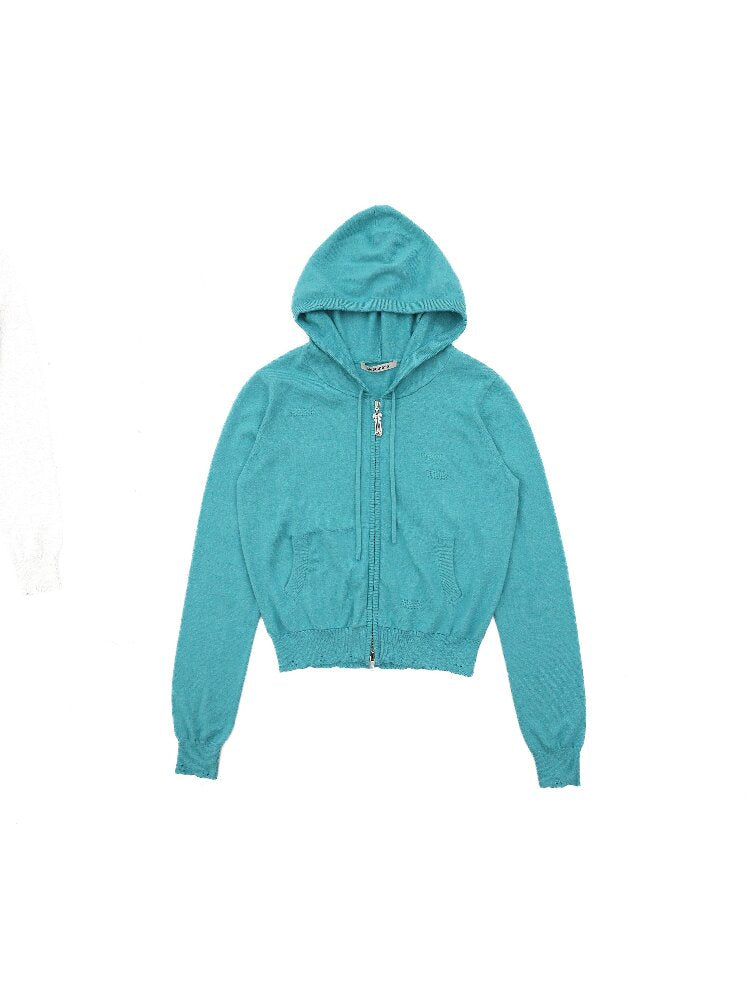 Hand Patched Solid Hooded Cardigan【s0000016118】