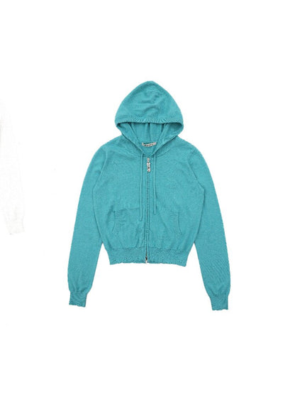 Hand Patched Solid Hooded Cardigan【s0000016118】