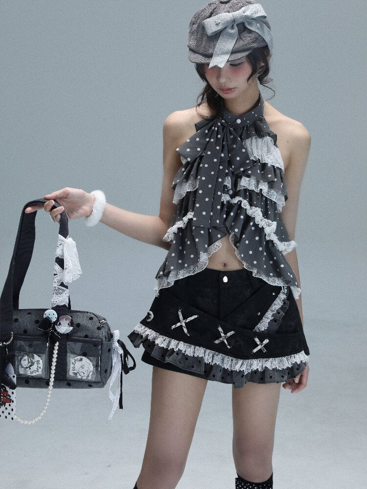Leather Splicing Polka Dot Skirt【s0000016720】