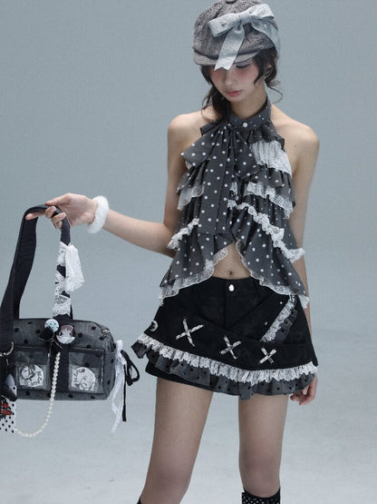 Leather Splicing Polka Dot Skirt【s0000016720】