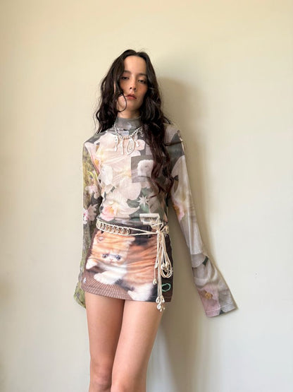 See-through mesh long sleeve sunscreen top【s0000013515】