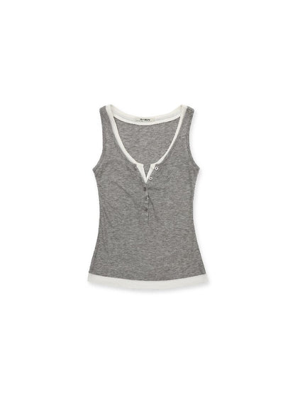 Fake Two Piece Henley Collar Vest【s0000017433】