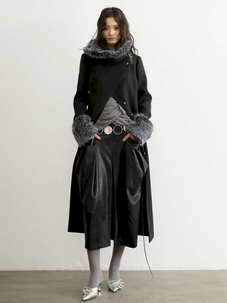 Pocket Pleat Sheepskin PU Pants【s0000015198】