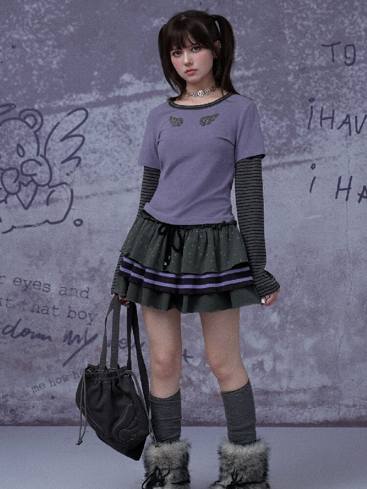 Fake Two Straight Shoulder T-shirt【s0000015763】