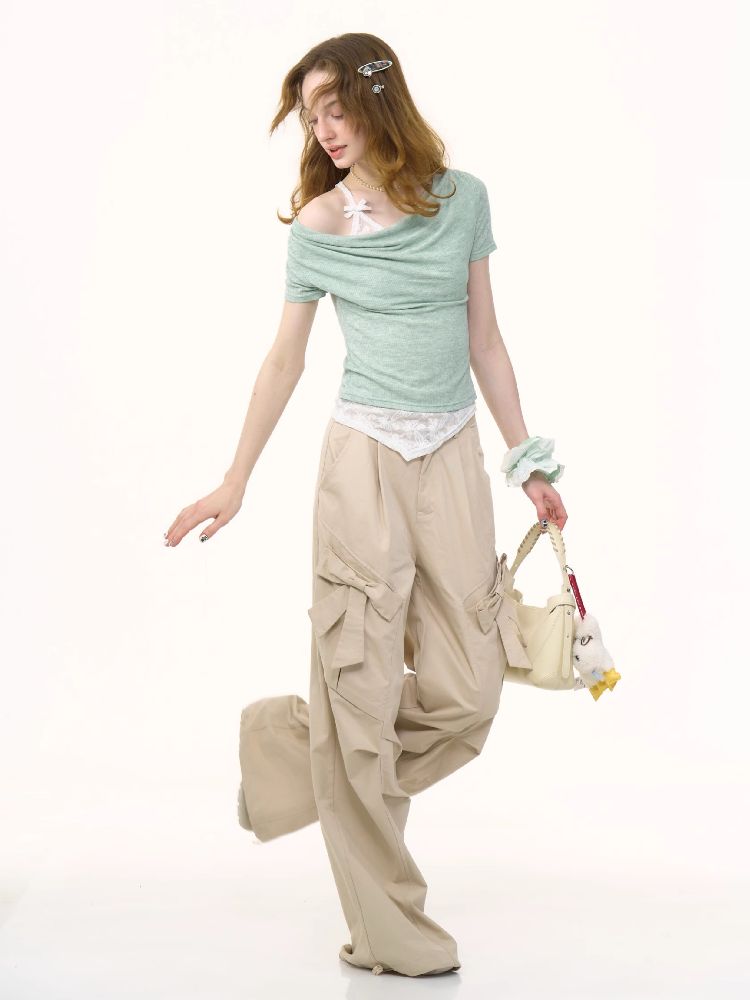 Lace Straps Short Sleeve T-shirt【s0000012254】