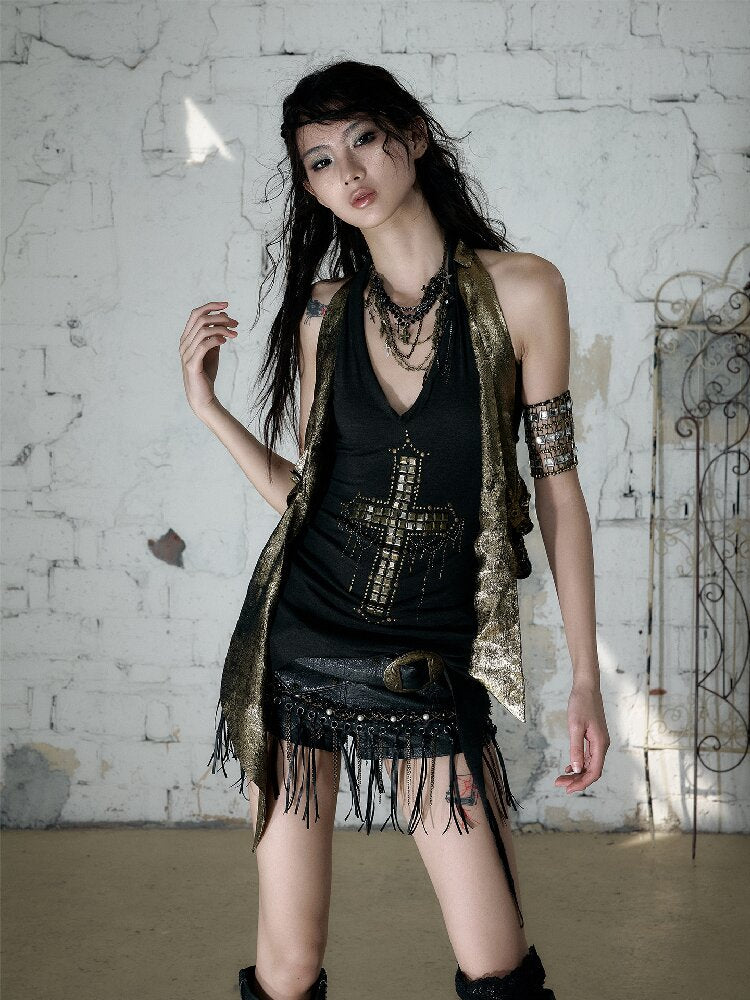 Vintage Punk Two-Piece Long Tank Top【s0000017243】